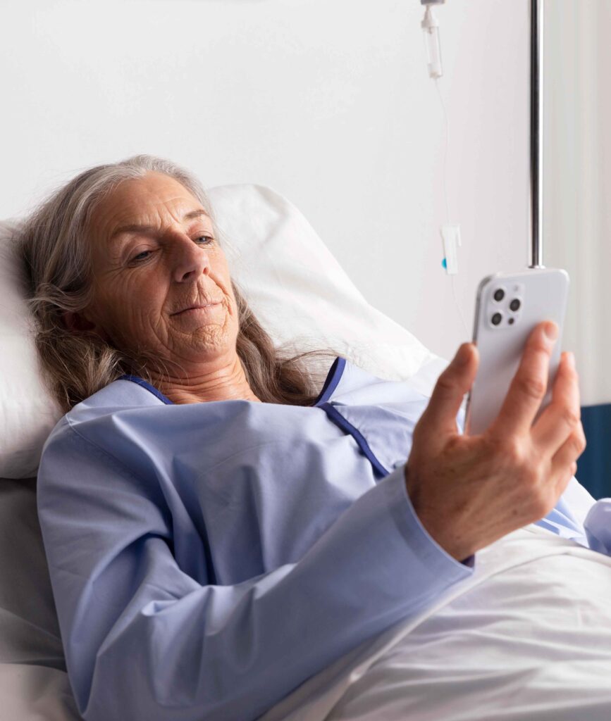 Patient using the 2C Health consultation hub