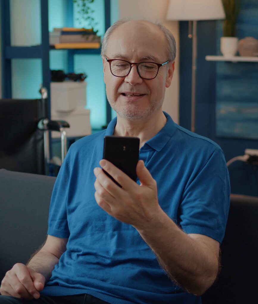 Patient on a video consultation with the 2C Health app